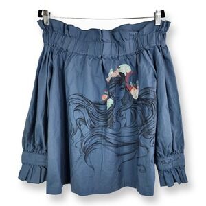 Disney Parks Princess Ariel Womens Top Off the Shoulder SM Peasant Blue